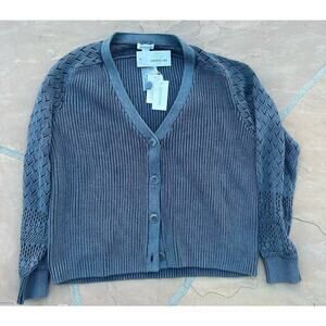 Sundance Catalog My Darling Cardigan in Grey Crochet NWT Size XL BZ
